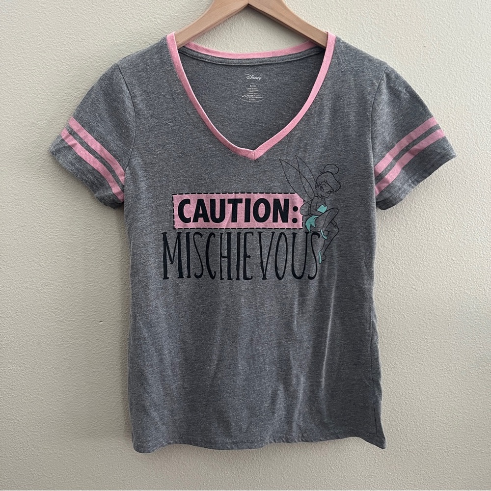 Disney Tinkerbell V-Neck Tee, Size Small